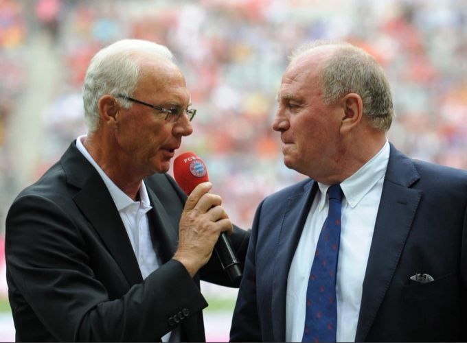 Franz Beckenbauer und Uli Hoeness in Diensten des FC Bayern. Franz Beckenbauer