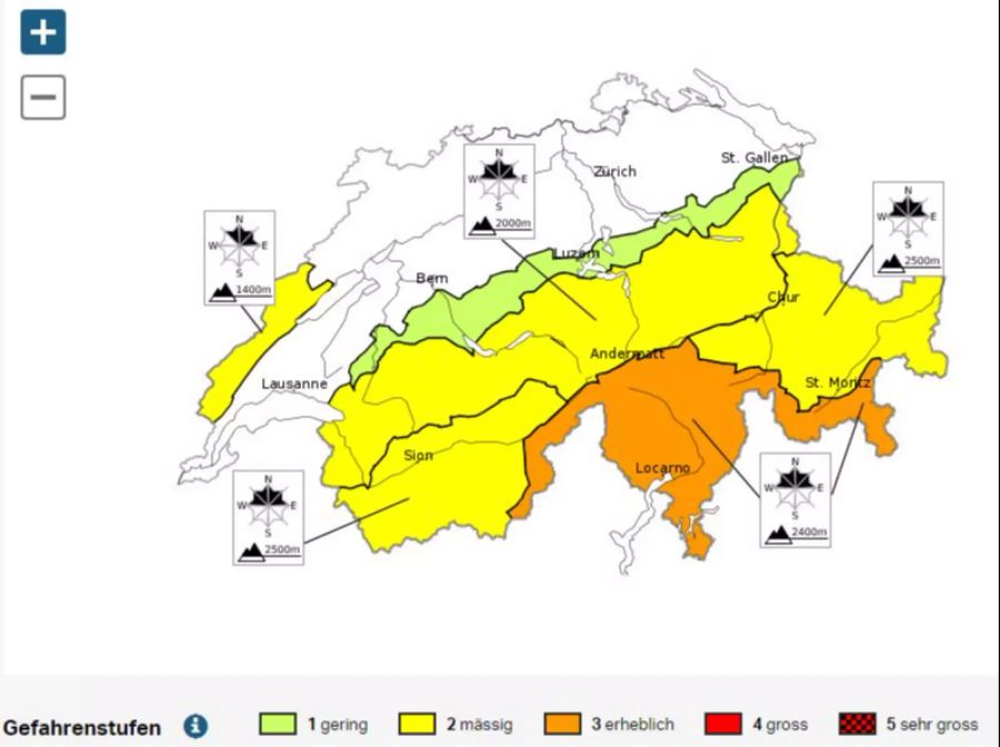 Gefahrenstufe Lawinengefahr Schweiz