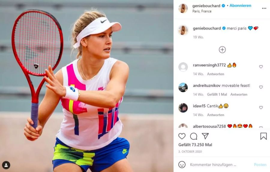 Eugenie postet ein Bild von sich beim Tennis spielen.