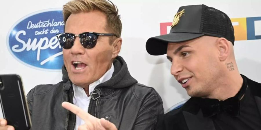 Dieter Bohlen (l) und Pietro Lombardi, Juroren der RTL-Castingshow «Deutschland sucht den Superstar 2019». Foto: Henning Kaiser/dpa