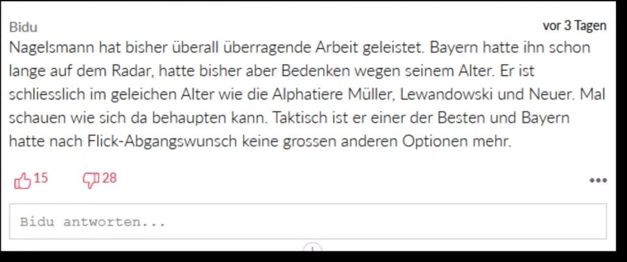 Es gibt allerdings auch einige Leser, die finden, dass Nagelmann gut zum FC Bayern passt.