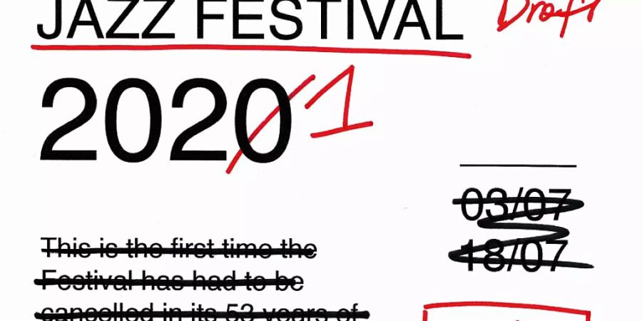 Das Plakat für die 55. Ausgabe des Montreux Jazz Festivals: Die Künstlerin Valeria Pernice verwandelt die Absage im letzten Jahr in das Versprechen, dass das Festival dieses Jahr ins Leben zurückkehrt.