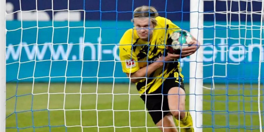 Beim BVB überzeugt Erling Haaland mit Leistung und Toren. Foto: Martin Meissner/Pool AP/dpa