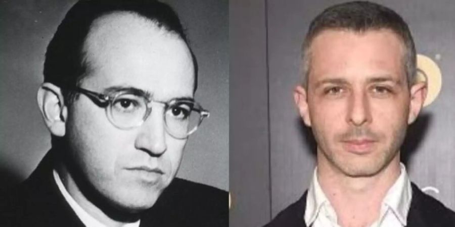 Eine gewisse physiognomische Ähnlichkeit ist nicht von der Hand zu weisen: Jonas Salk, der Entwickler der Polio-Impfung (l) und der Schauspieler Jeremy Strong (r), der ihn im Film spielen soll (Keystone/imdb)