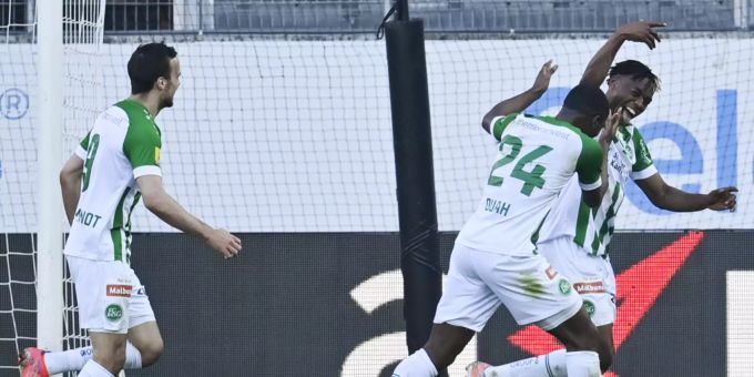St. Gallens Chukwubuike Junior Adamu bejubelt seinen Treffer zum 1:0 im Spiel gegen den FC Vaduz. FC St. Gallen