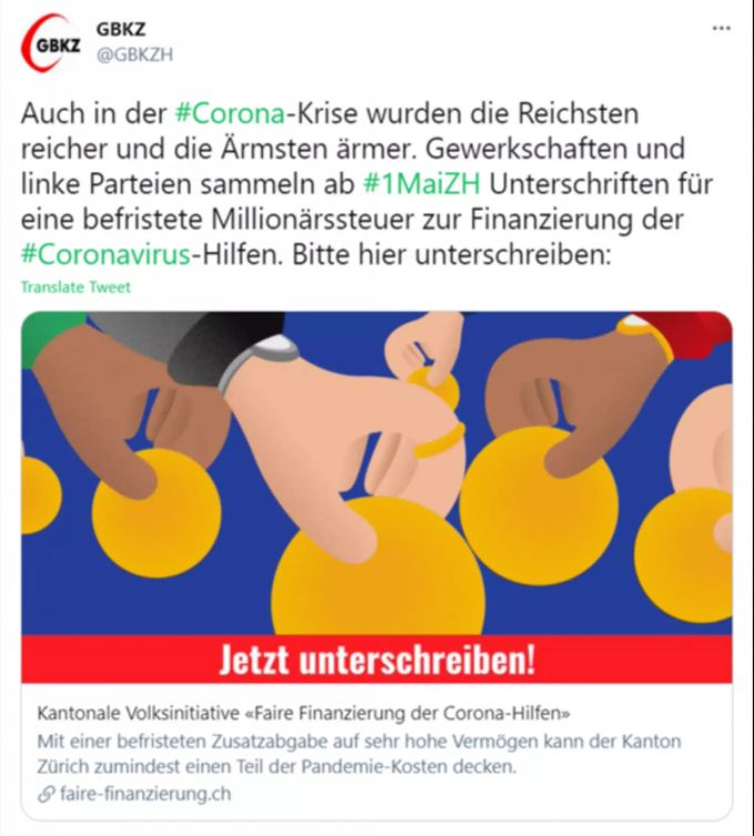 Eine «befristete Millionärssteuer», um das Defizit in der Zürcher Staatskasse aufgrund des Coronavirus zu kompensieren. Das ist die Idee der kantonalen Volksinitiative «Faire Finanzierung der Corona-Hilfen» in Zürich. Faire Finanzierung Coronavirus