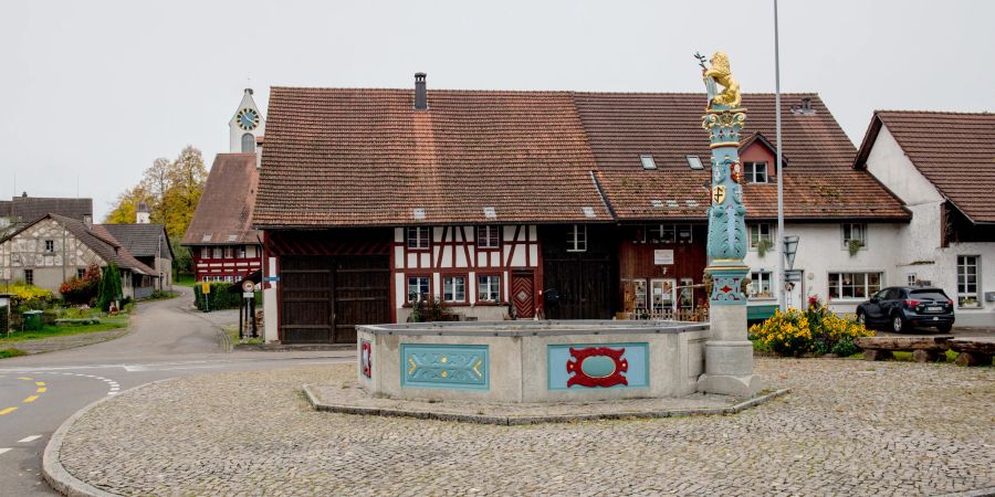 Der Leuenbrunnen im Zentrum von Stadel. - Stadel bei Niederglatt ZH