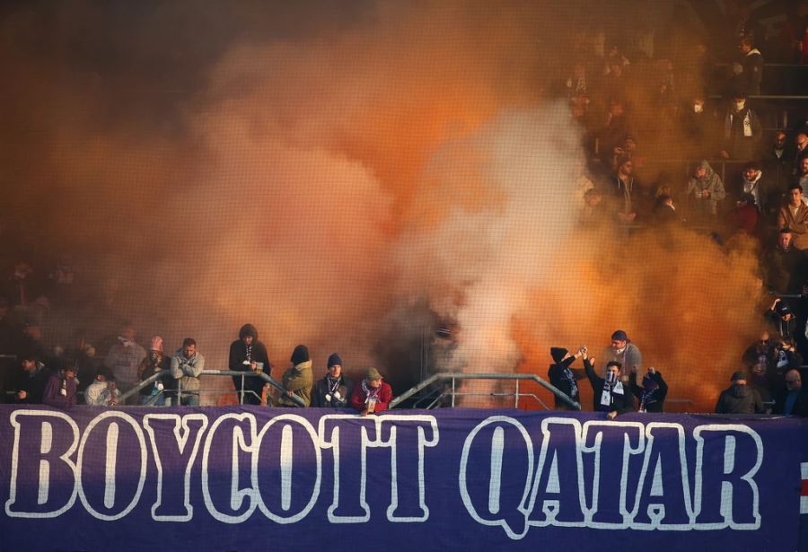 Boykott-Aufrufe gab es auch in österreichischen Stadien, wie hier in Wien.