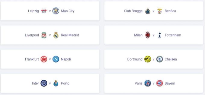 Die Achtelfinal-Paarungen in der Champions League. Achtelfinal Champions League