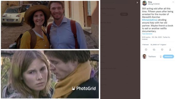 Amanda Knox und ihr Ex-Freund Raffaele Sollecito: Ein Bild vom Juni und eines von vor 15 Jahren. Amanda Knox