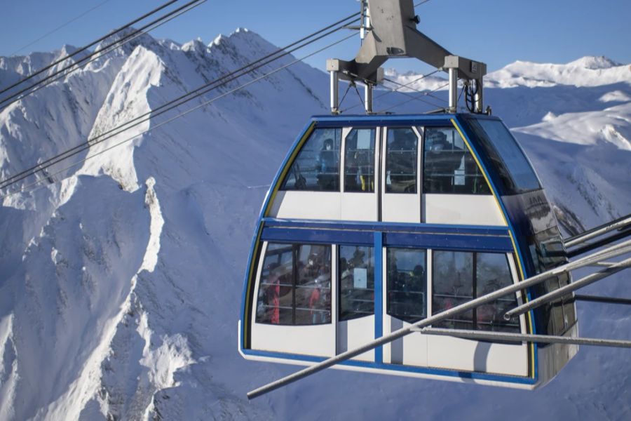 Eine Bahn im Skigebiet Samnaun-Ischgl.