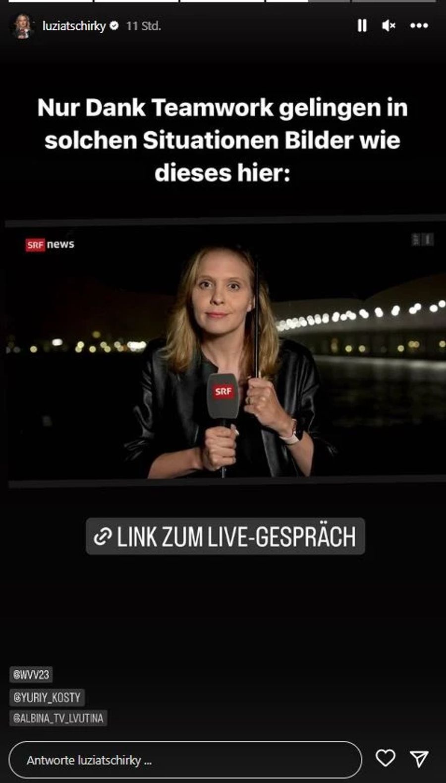 Luzia Tschirky berichtet wieder aus der Ukraine.