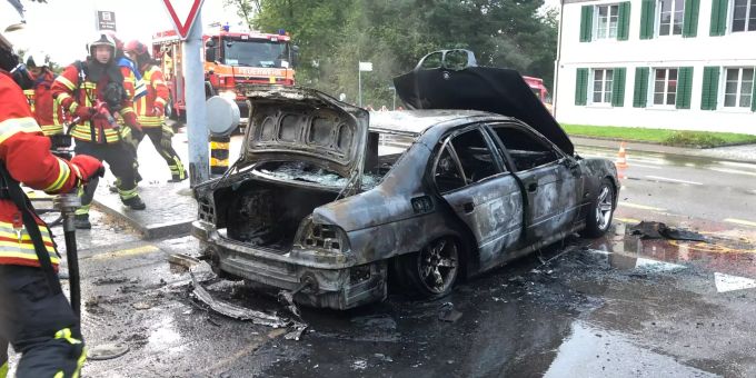 Beim Autobrand wurde niemand verletzt. Kantonspolizei Thurgau