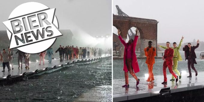 Tapfer in Venedig - «Dolce & Gabbana»-Models laufen durch Hagelregen