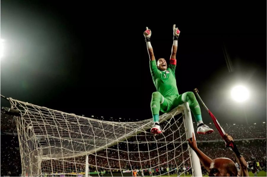 Künftiger Platz 1: Essam El-Hadary jubelt nach der erfolgreichen WM-Qualifikation.