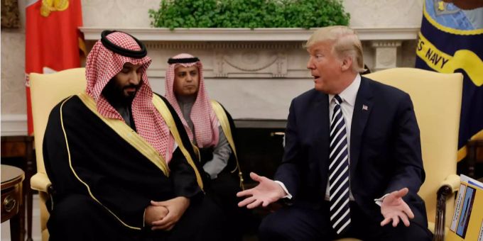 US-Präsident Donald Trump trifft sich mit saudi-arabischen Kronprinzen Mohammed bin Salman im Weissen Haus. US-Präsident Donald Trump trifft sich mit saudi-arabischen Kronprinzen Mohammed bin Salman im Weissen Haus.
