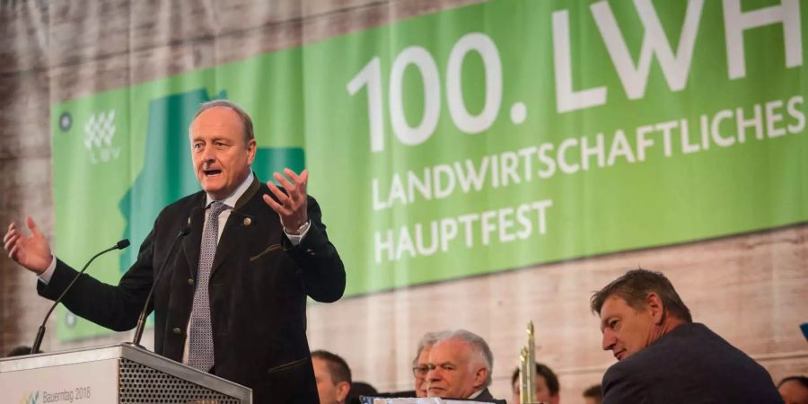 Joachim Rukwied, Präsident des Landesbauernverbandes in Baden-Württemberg, spricht beim Bauerntag des Landwirtschaftlichen Hauptfests (LWH).