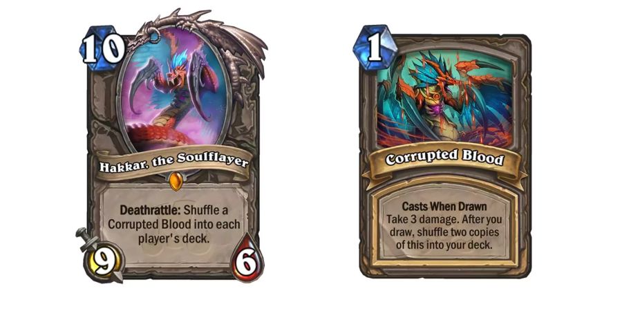 Hearthstone: Die Karten Hakkar der Seelenschinder und Verderbtes Blut werden mit der Expansion Rastakhans Rambazamba neu eingeführt.