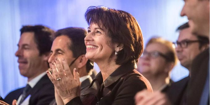 Bundesrätin Doris Leuthard an der «Digitale Schweiz»-Konferenz in Biel. Bundesrätin Doris Leuthard an der «Digitale Schweiz»-Konferenz in Biel.
