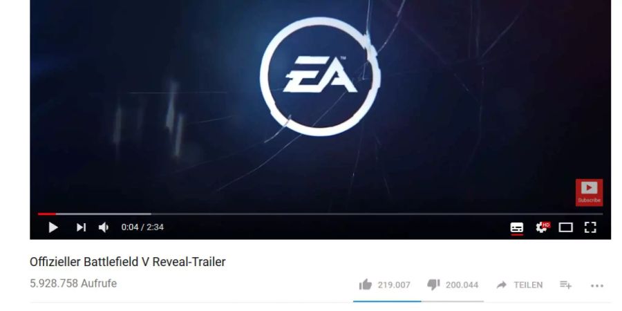 Die Dislikes sprechen für sich: Viele enttäuschte Battlefield-Fans lassen in den Kommentaren ihre Frust aus.