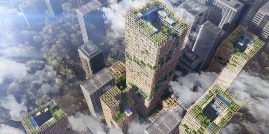 350 Meter hoch, stark begrünt und erdbebensicher: Der von Sumitomo Forestry erstellte Wolkenkratzer in Tokio soll künftig auch ein Hotel beinhalten, Bild: Sumitomo Forestry