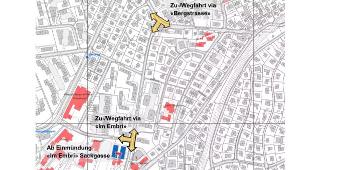 Baustelle – Ein- und Ausfahrt Schulstrasse in Urdorf gesperrt. Urdorf