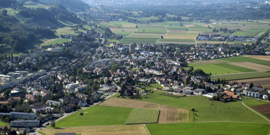 Eine Luftaufnahme von Belp.