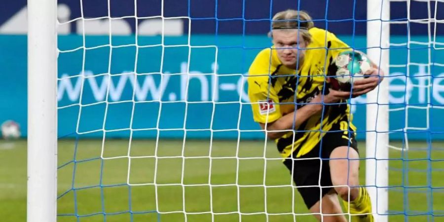 Spielt beim BVB eine überragende Saison: Torjäger Erling Haaland. Foto: Martin Meissner/Pool AP/dpa