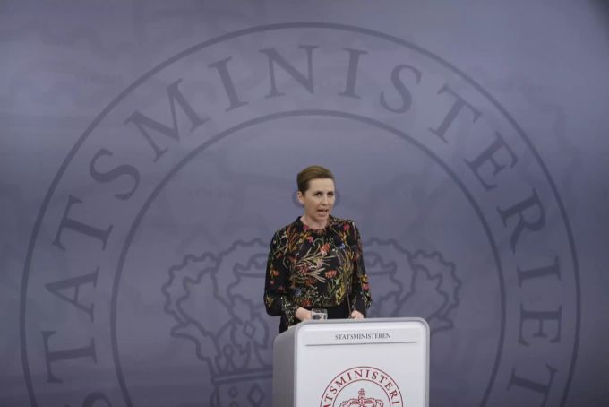 Dänemarks Premierministerin Mette Frederiksen während einer Pressekonferenz. Coronavirus