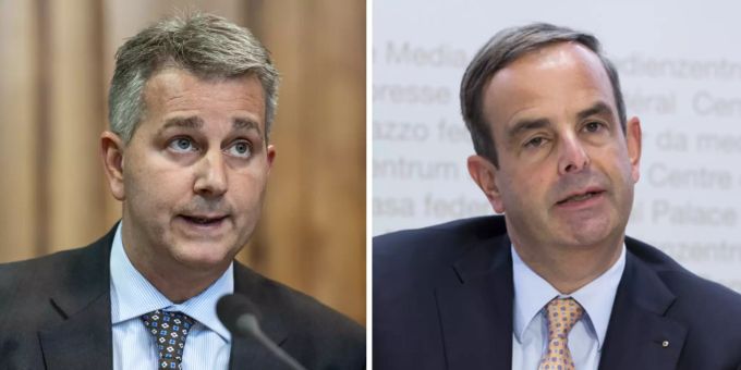 Marco Chiesa, Präsident SVP (links) und Gerhard Pfister, Präsident «Die Mitte» Marco Chiesa Gerhard Pfister