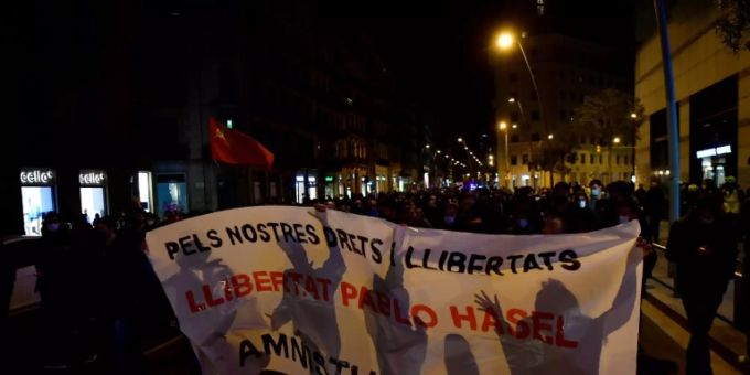 Demonstranten in Barcelona Demonstranten in Barcelona
