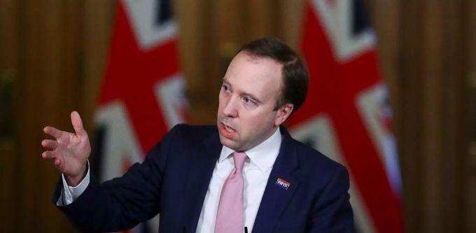 Matt Hancock, Gesundheitsminister von Grossbritannien, spricht während eines Medienbriefings zur Corona-Lage in der Downing Street. Coronavirus - Grossbritannien