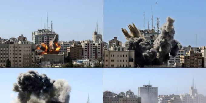 Angriff auf Gebäude mit Medienbüros in Gaza-Stadt Angriff auf Gebäude mit Medienbüros in Gaza-Stadt