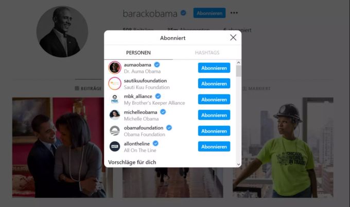 Ex-President Barack Obama folgt seiner Schwester auf Instagram. Barack Obama