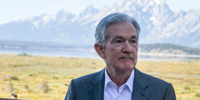 Der Fed-Vorsitzende Jerome Powell während des Jackson Hole Wirtschaftssymposiums im US-Bundesstaat Wyoming. Der Fed-Vorsitzende Jerome Powell während des Jackson Hole Wirtschaftssymposiums im US-Bundesstaat Wyoming.
