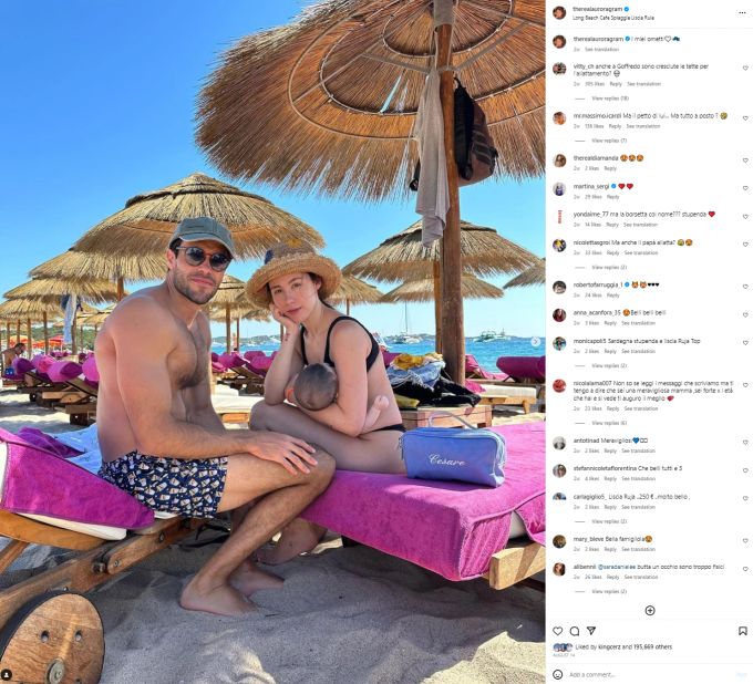 Aurora Ramazzotti und Goffredo Cerza mit Sohn Cesare. Aurora Ramazzotti Goffredo Cerza