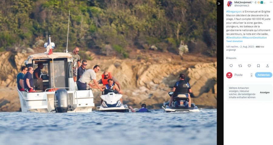 Der französische Präsident düst gerne mit dem Jetski übers Wasser.