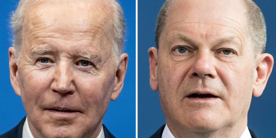 Joe Biden, Präsident der USA und Bundeskanzler Olaf Scholz (SPD). Deutschland und die USA wollen der Ukraine erstmals Schützenpanzer für den Kampf gegen die russischen Angreifer liefern.