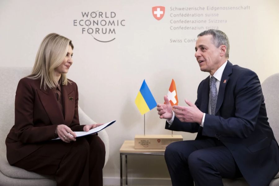 Die ukrainische First Lady (hier mit Aussenminister Ignazio Cassis) forderte am WEF mehr internationale Unterstützung.