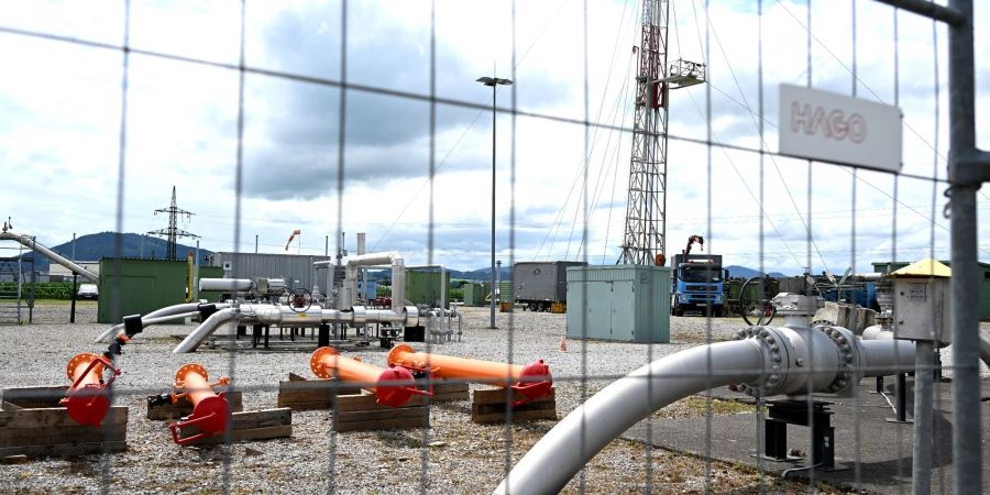 Blick auf Leitungsrohre in der Gasspeicherstation Haidach in Salzburg.