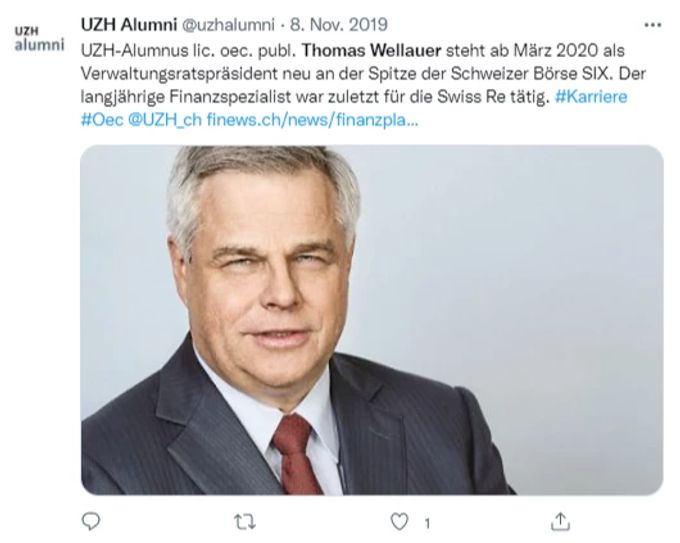 Thomas Wellauer ist bereits seit über zwei Jahren der Verwaltungsratspräsident der Schweizer Börse SIX. six