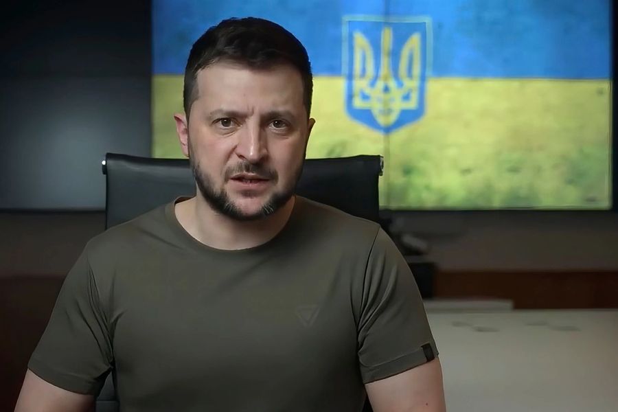 Der ukrainische Präsident Wolodymyr Selenskyj während einer Videobotschaft.