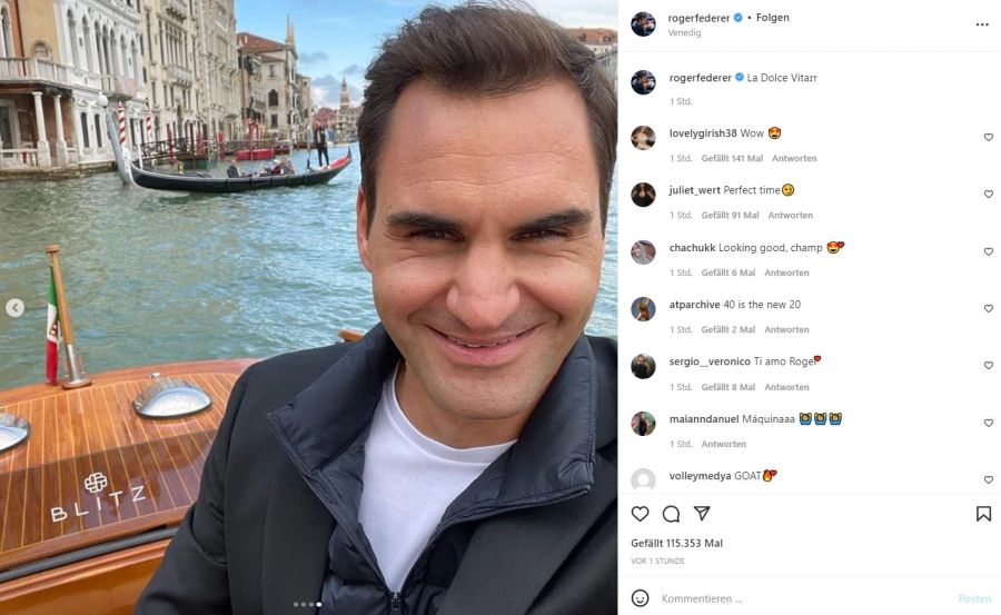 Roger Federer geniesst die Auszeit in Venedig.