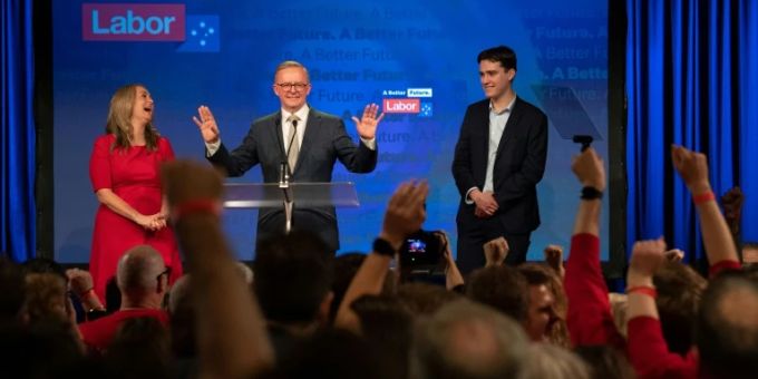 Australischer Wahlsieger Anthony Albanese Australischer Wahlsieger Anthony Albanese