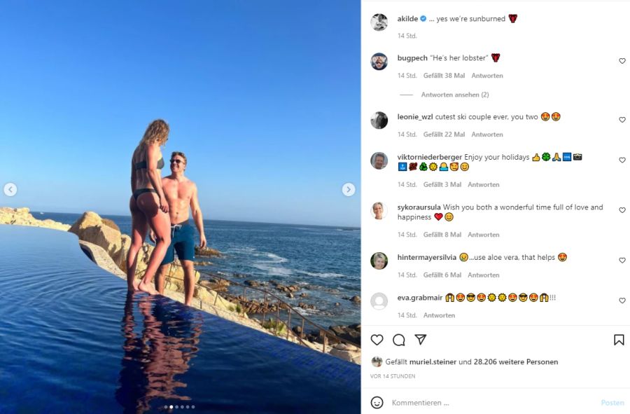 Sonne, Strand und Meer: Aleksander Kilde und Mikaela Shiffrin lassen es sich gut gehen.