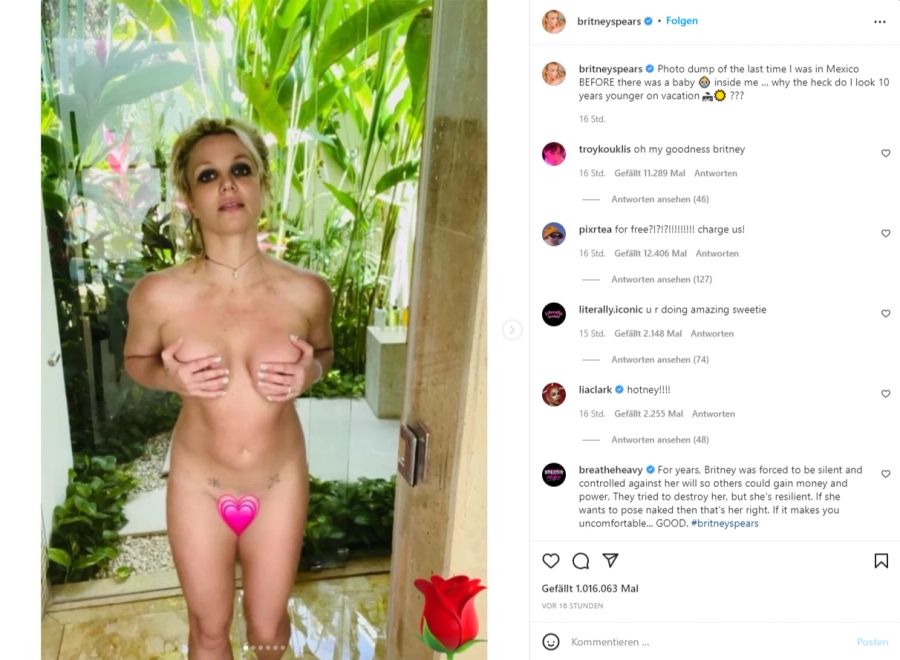 Britney Spears postet freizügige Fotos auf Instagram.