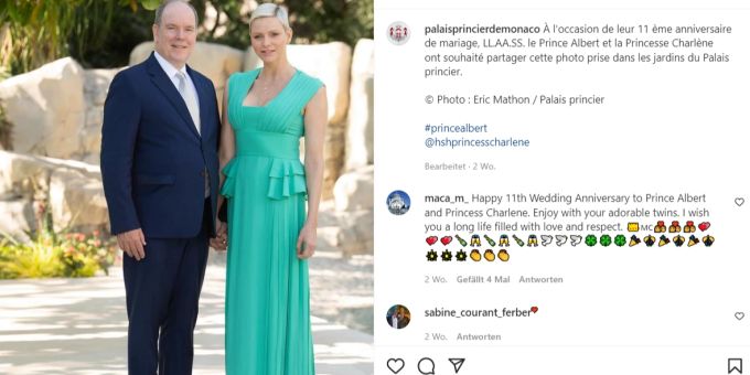 Charlène von Monaco und Fürst Albert zu ihrem elften Hochzeitstag. Charlène von Monaco