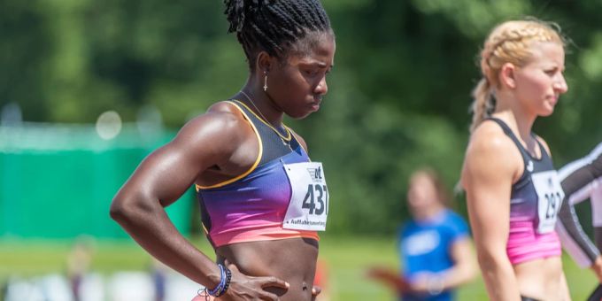 Die Zürcher Leichtathletin Natacha Kouni bei einem Meeting in Langenthal. (Archivbild) Natacha Kouni leichtathletik