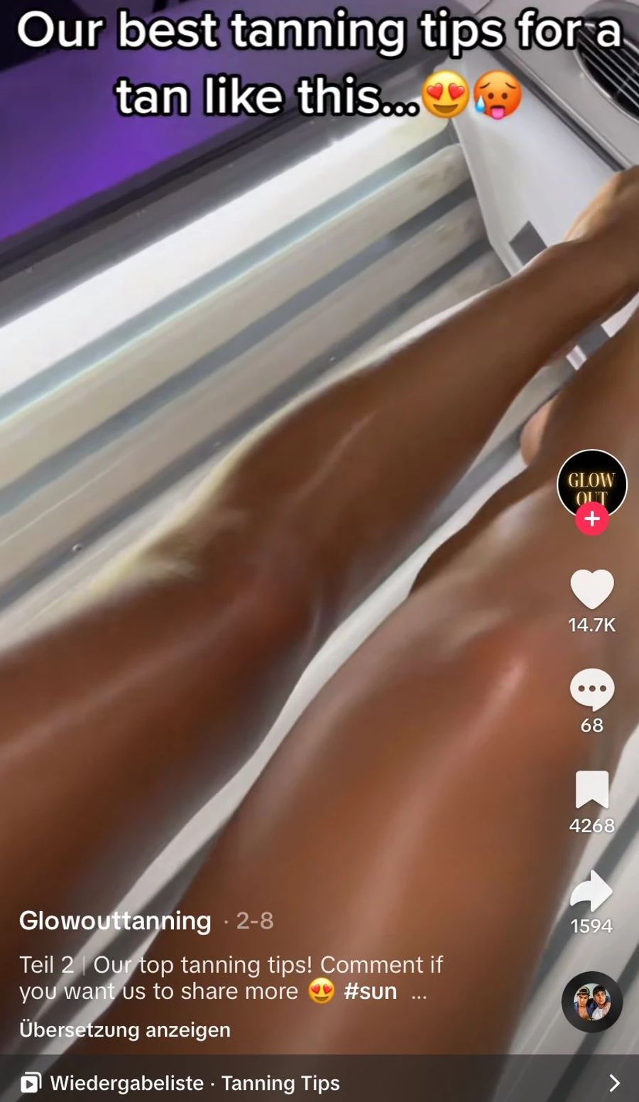 Auf Tiktok kursieren aber auch zahlreiche Videos von Solarien, die mit braungebrannter Haut werben ...