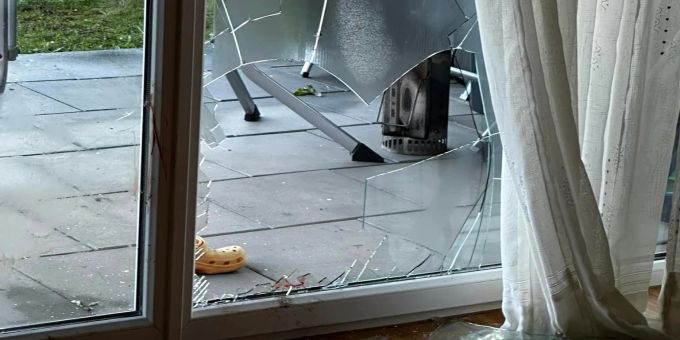 In einer Dachsener Wohnung ist ein junges Wildschwein durch eine Terrassentür gerannt. wildschwein scheibe einbrecher